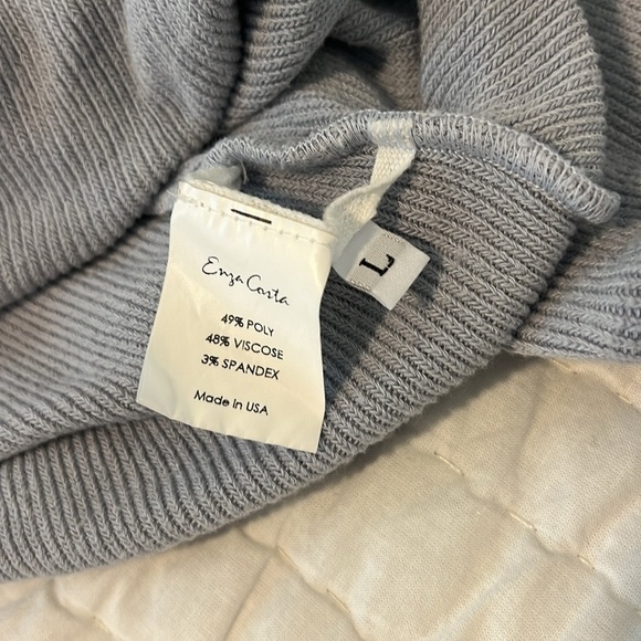 Enza Costa Oversized Slouchy Ribbed Long Sleeve Lounge Sweater Large Gray Blue - Picture 6 of 14